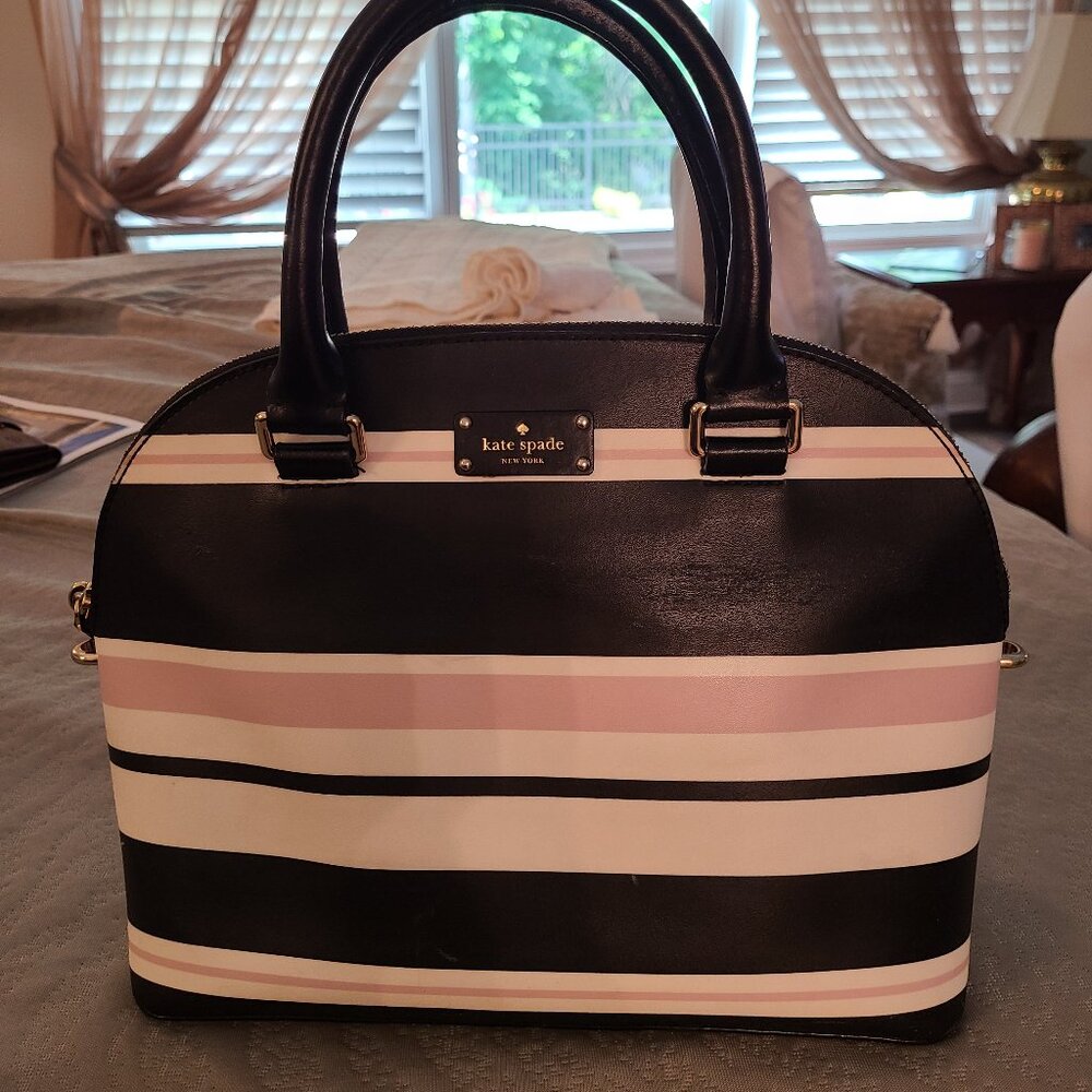 Kate Spade Black/Pink stripe handbag.